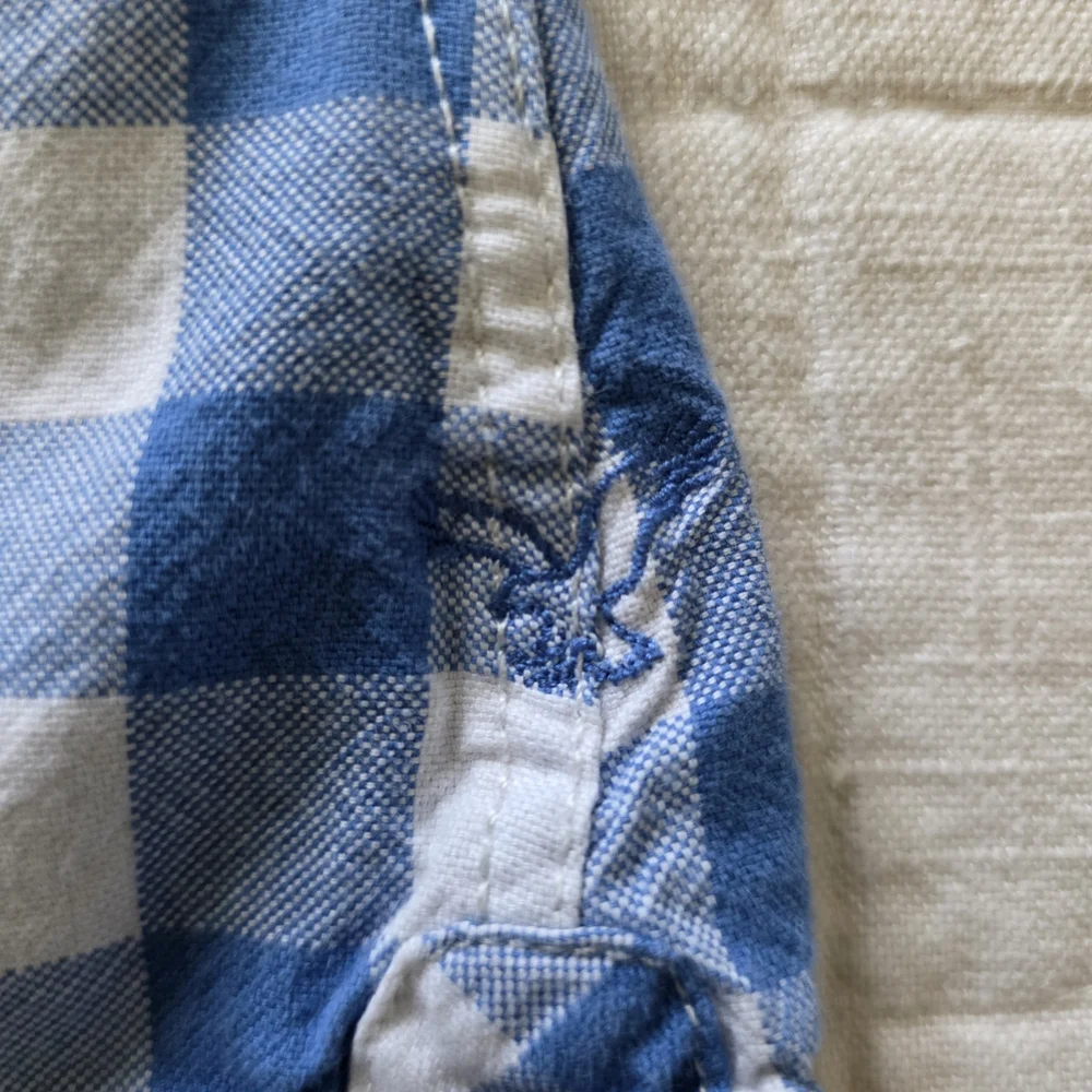 American Eagle Blue & White Plaid Button-Up Shirt β Size 0 β 100% Cotton Womens - Picture 12 of 16